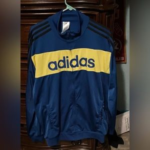 Mens xl blue adidas long sleeve full zip up track jacket EUC